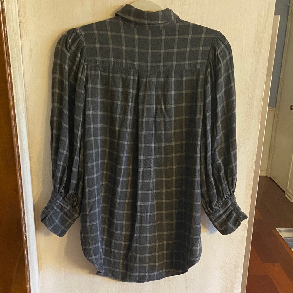 Something Navy Gray Plaid Button-Front Blouse Sma… - image 3